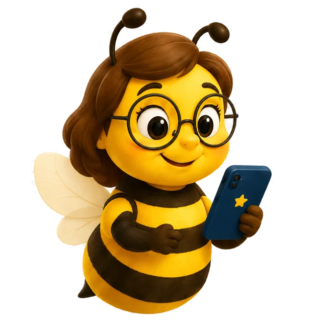 La maman abeille BeeProud qui consulte la semaine de ses enfants sur son téléphone