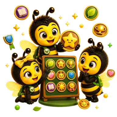 Petites abeilles BeeProud fières de leurs badges et trophées